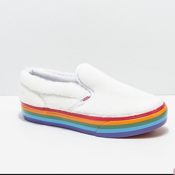 Vans Shoes - Vans rainbow shearling slip on